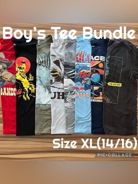 Boys Clothes 8 Piece Bundle Wonder Nation Short Sleeve Tees Size XL(14/16)